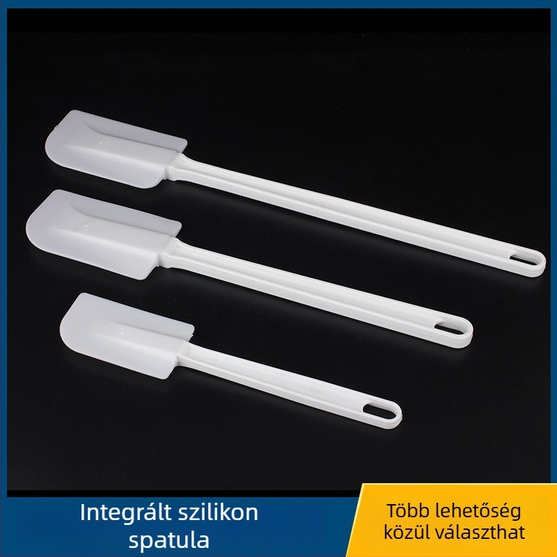 Nagy méretű szilikon spatula hosszú nyéllel, integrált krémkeverő, fehér, mooncake szilikon spatula