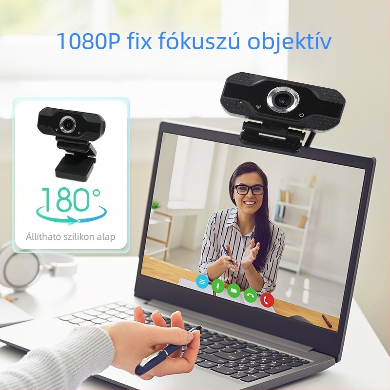 1080p USB webkamera beépített mikrofonnal videókonferencia és online oktatás számára