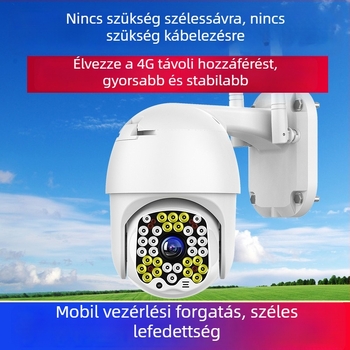 Kültéri otthoni megfigyelő kamera 360°-os lefedettséggel, távoli megtekintés okostelefonon, vezeték nélk 4G, HD éjjellátás