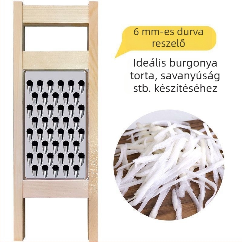 Kör alakú lyukú reszelő gőzölt bao és dumpling töltelékekhez, hagyományos zöldséges reszelő, rozsdamentes acél ésfa, kínai stílusú otthoni használatra
