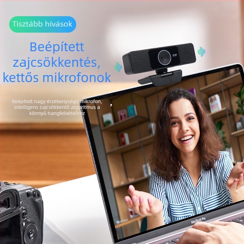 USB számítógépes kamera beépített mikrofonnal, automatikus fókusz, 4K 3840x2160, 30fps, drivert nem igényel, plug-and-play, OEM testreszabás
