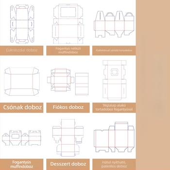 Személyre szabható süteményes ajándékdoboz logóval és QR-kóddal, fehér kartonra, színes nyomtatás