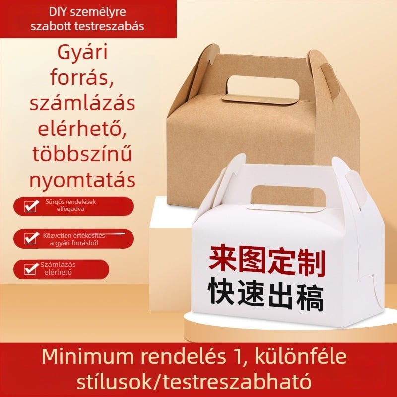 Személyre szabható süteményes ajándékdoboz logóval és QR-kóddal, fehér kartonra, színes nyomtatás