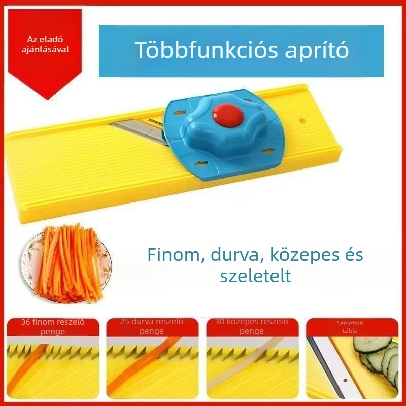 Multifunkcionális zöldségvágó kézi reszelővel és szeletelővel, cukkinikhoz, burgonyához, retekhez és uborkához