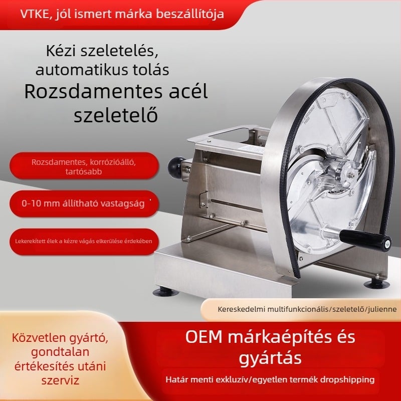 Kézi zöldség- és gyümölcsszeletelő rozsdamentes acélból, konyhai, többfunkciós szeletelő zöldségekhez, gyümölcsökhöz, burgonya szeletekhez és sárgarépa reszelékhez