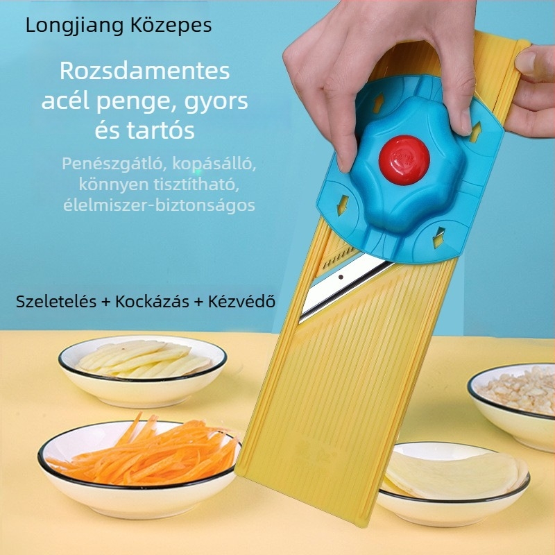 Longjiang többfunkciós zöldségvágó, szeletelő krumplira és retekre, műanyag tisztító