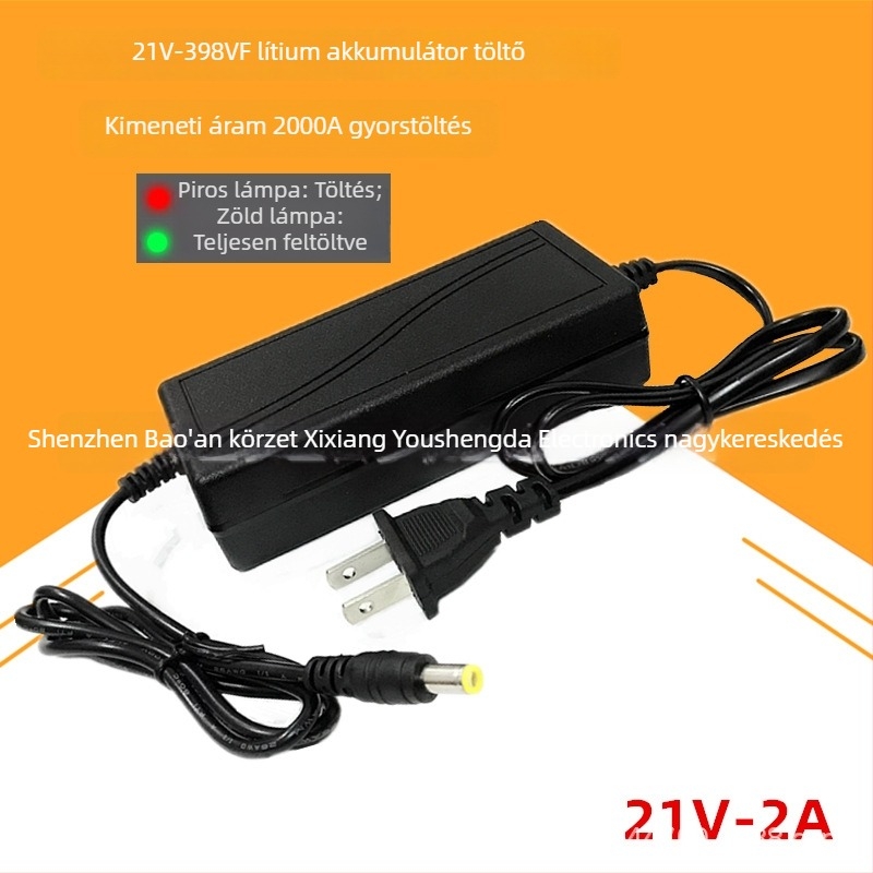 21V Li-ion akkumulátor töltő elektromos szerszámokhoz, 2A gyors töltés, DC21V kimenet