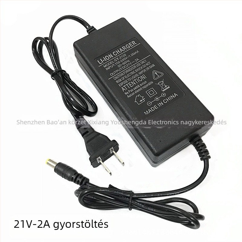 21V Li-ion akkumulátor töltő elektromos szerszámokhoz, 2A gyors töltés, DC21V kimenet