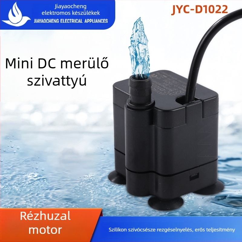 JYC-D1022 mikro DC merülőpumpa, 5-12V, alsó szívás, víz körforgásához és párásítóban szűréshez