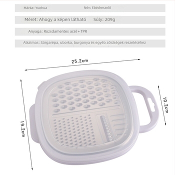 Good Da You Multifunkcionális Zöldség Vágó és Reszelő Rozsdamentes acélból, Konyhai Reszelő, Méretek 24.5×19×5.5 cm, ABS/PP