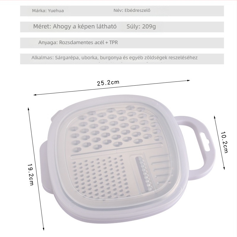 Good Da You Multifunkcionális Zöldség Vágó és Reszelő Rozsdamentes acélból, Konyhai Reszelő, Méretek 24.5×19×5.5 cm, ABS/PP