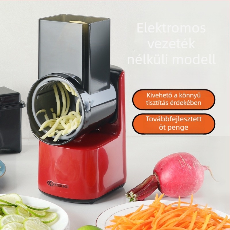 Keouke elektromos, multifunkciós zöldségvágó hengeres reszelővel és szeletelővel