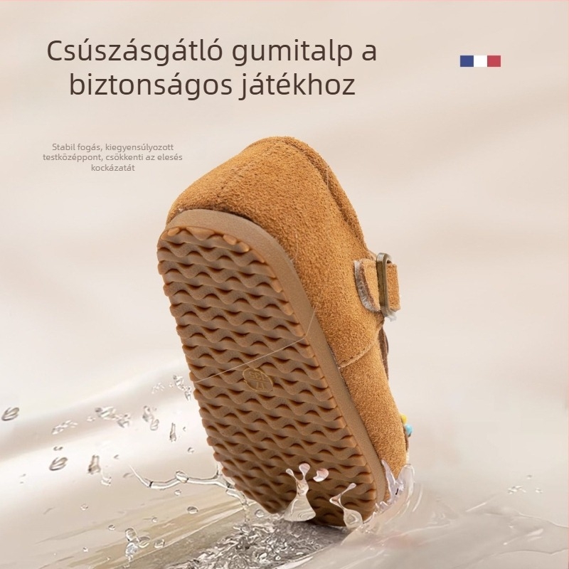 Birkenstock-stílusú puha talpú gyerekcipő 1–3 éveseknek, bőr felsőrész, állatos mintával, uniszex