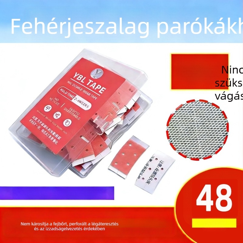 Kétoldalú paróka-szalag – vágás nélküli ragasztófilm, lélegző, vízálló, izzadásálló, láthatatlan, megakadályozza a paruka leesését