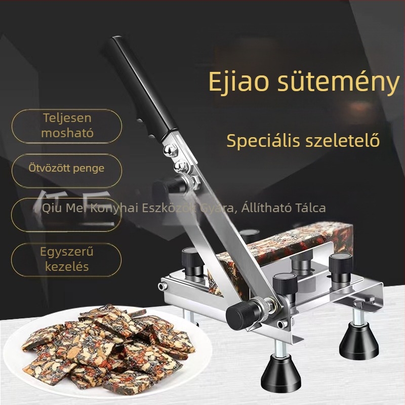 Rozsdamentes acélból készült multifunkciós szeletelő zselatinos desszertekhez, nugáthoz, rizs tortához, gyógynövényekhez, dohányhoz és fagyasztott hús szeleteléséhez.