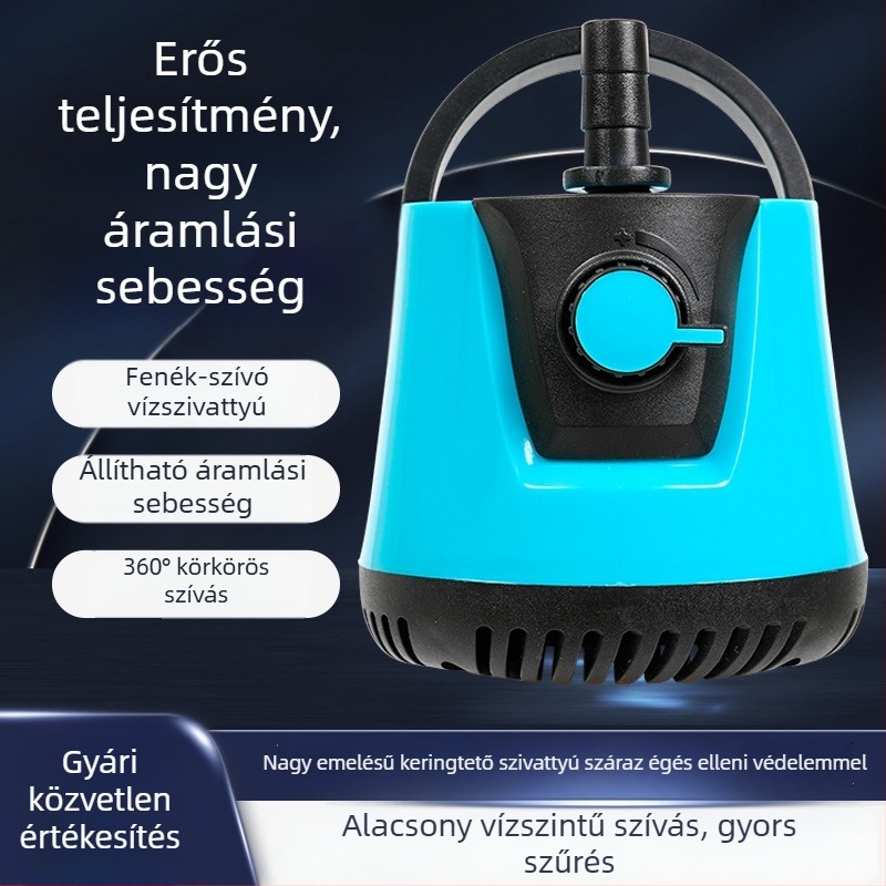 Többcélú merülőpumpa száraz üzem elleni védelemmel, halk szűrés, vízkeringés és akváriumi ürülék eltávolítása