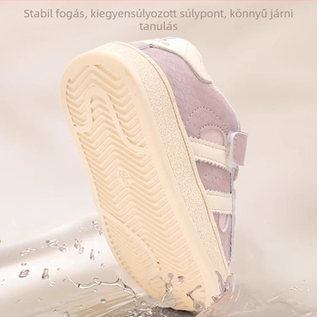 Lányoknak szóló sportcipő puha talppal és csúszásmentes talppal, kagylóorrú casual tornacipő ovis korosztálynak, Velcro-zárás, alacsony profil, tavasz–ősz modell.