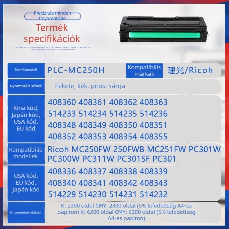 Ricoh MC250/MC251/PC301/PC300W/PC311W tonerkazetta