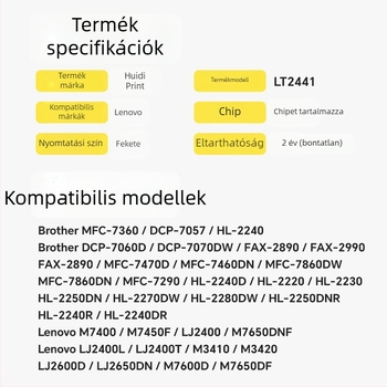 Lenovo LT2441 és M7400, M7450F, M7650, LJ2400, M7600D modellekhez tonerkazetta