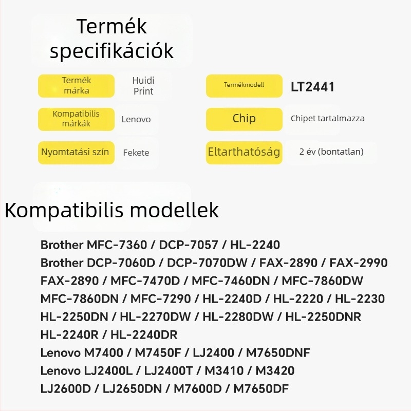 Lenovo LT2441 és M7400, M7450F, M7650, LJ2400, M7600D modellekhez tonerkazetta