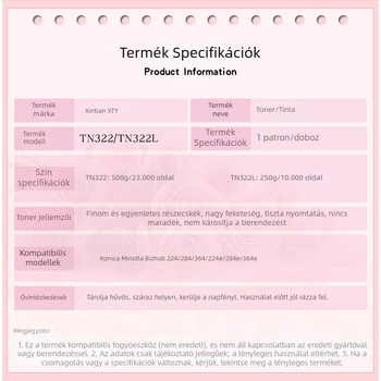 TN322 tonerkazetta kompatibil Konica Minolta 364e, 224e és 284e