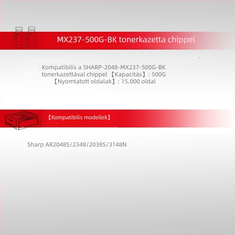Tianwei 2048 tonerkazetta Sharp MX-237CT-hez, AR2048S/2348/2038S/3148n kompatibilis, 20 000 oldal