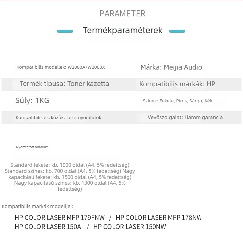Meijia nagy kapacitású tonerkazetta HP 118A, W2080A, 179fnw, M150nw