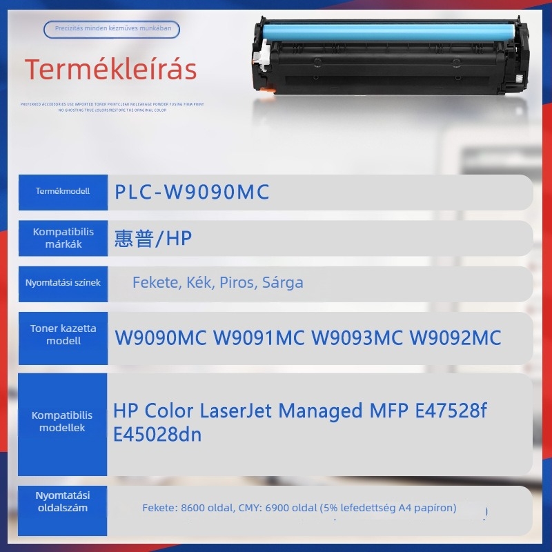W9090MC tonerkazetta HP Color LaserJet E45028DN és E47528F-hez, tonerképpel