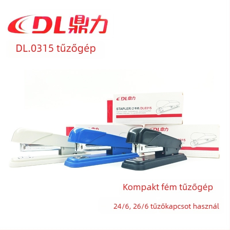 Dingli fém közepes tűzőgép, ergonomikus, szabványos modell, kompatibilis 24/6 és 26/6-hoz, iskolai és irodai használatra