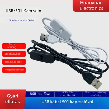 USB-kábel kapcsolóval LED éjjeli lámpa és asztali lámpa számára, 12V tápkábel, 1A/2A csatlakozó
