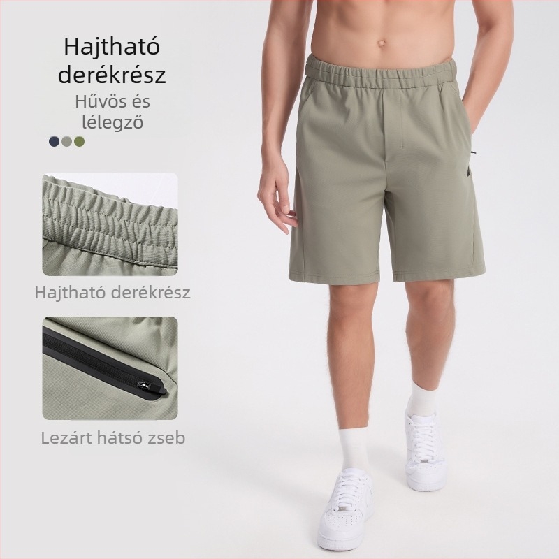 Férfiaknak szánt kültéri jégérzetű gyorsan száradó sportshort, laza szabású, futáshoz és edzéshez