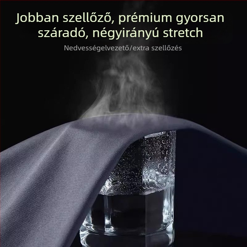 Férfi őszi–téli gyorsan száradó futó szett hosszú ujjú felsővel és nadrággal kültéri edzésekhez.