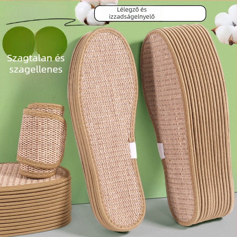Unisex pamut- és lenanyagú talpbetét, izzadtságfelszívó, szagtalanító, lélegző, Artemízia dezodorálóval, sportcipőkhöz és bőrcipőkhöz, tavasz–nyár