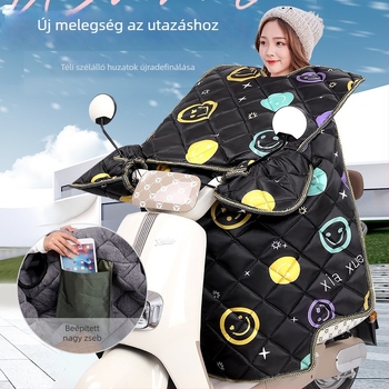 Téli szélvédő takaró elektromos robogók és motorkerékpárokhoz, fleece bélésű, megerősített, szélesített, meleg