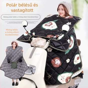 Téli szélvédő takaró elektromos robogók és motorkerékpárokhoz, fleece bélésű, megerősített, szélesített, meleg