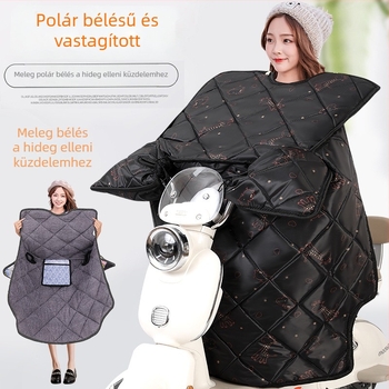 Téli szélvédő takaró elektromos robogók és motorkerékpárokhoz, fleece bélésű, megerősített, szélesített, meleg