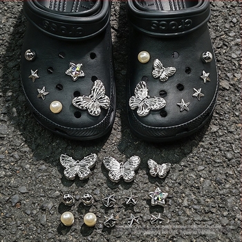 Galaktikus pillangó DIY cipő charmok Crocs-hoz, Chanel-stílusú kiegészítők, levehető díszítések