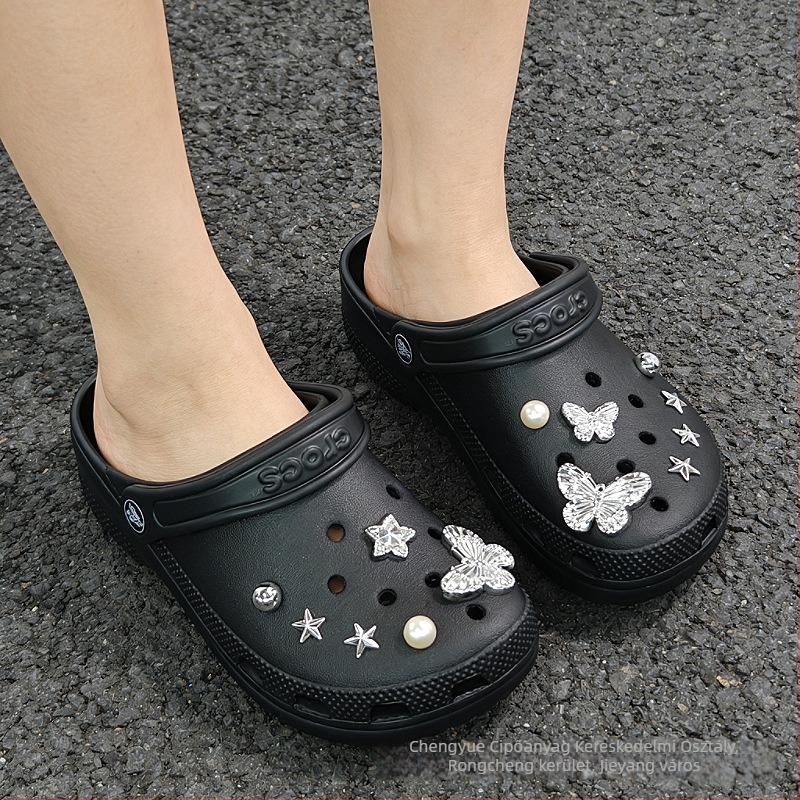 Galaktikus pillangó DIY cipő charmok Crocs-hoz, Chanel-stílusú kiegészítők, levehető díszítések