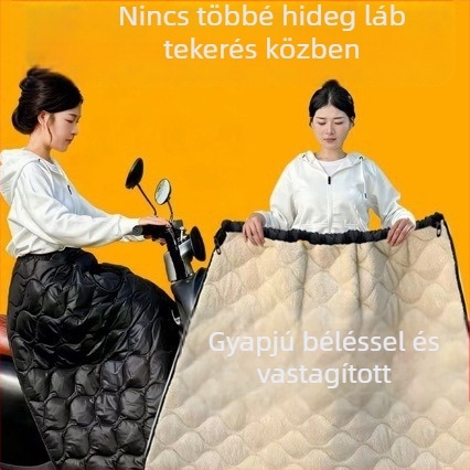 Szélvédett szoknya elektromos kerékpárhoz, téli meleg lábvédő és vízálló velúr kötény