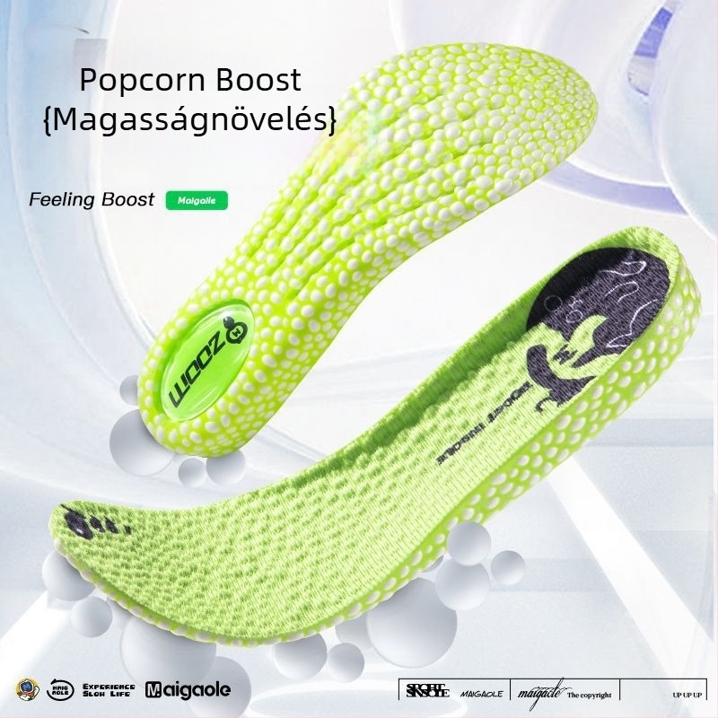 Sportcipő talpbetét magasságot növelő, szagtalanító, izzadságot elnyelő, ütéscsillapító popcorn-hatású, teljes talpbetét, lélegző, férfiak és nők számára