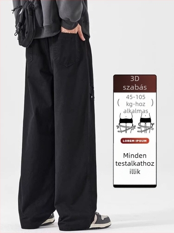 Férfi sportnadrág amerikai stílusban, egyenes szabás, derékrész zsinóros, karcsúsító hatás, laza szárú, mindennapi viselet