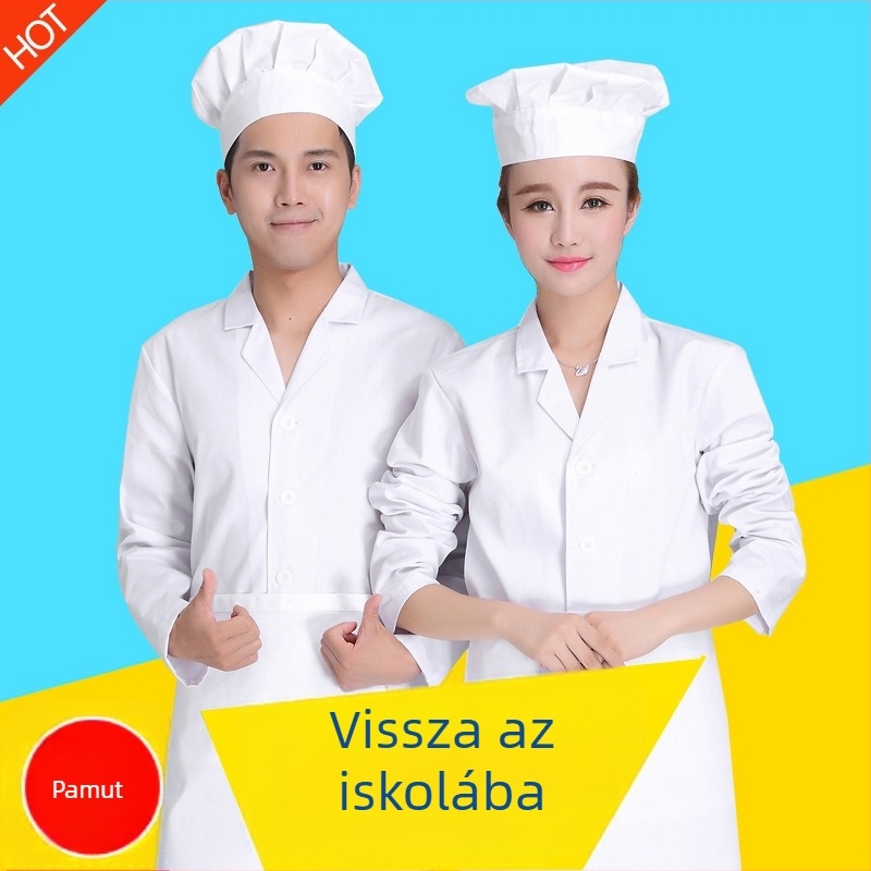 Iskolai óvoda menzán dolgozó szakács egyenruha, uniszex, légáteresztő, olajálló, rövid- és hosszú ujjú változat
