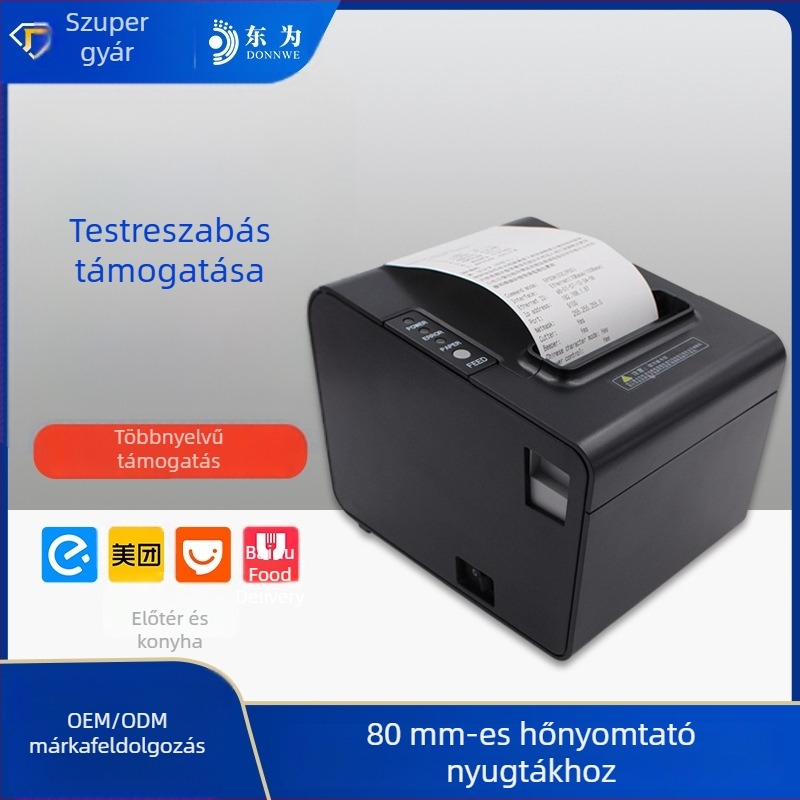 80 mm-es termoszalagos nyomtató blokkhoz vágóval, pénztárhoz és konyhához
