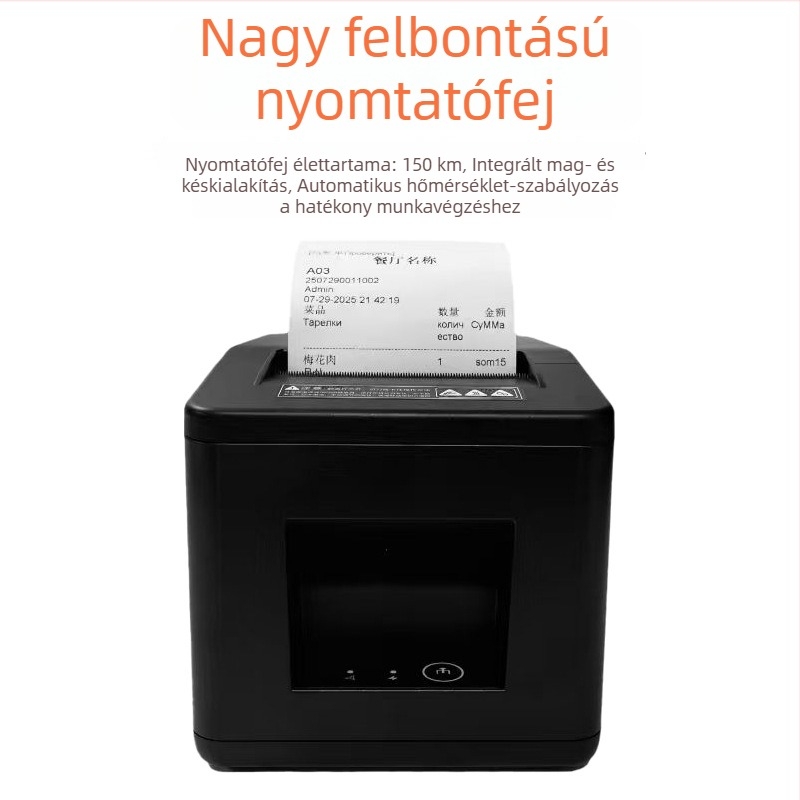 80 mm-es termikus nyomtató konyhai nyugtákhoz, többnyelvű támogatás