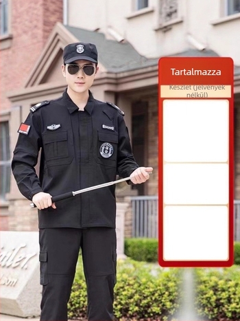 Tengerészkék biztonsági munkaruha szett, uniszex, hosszú ujjú, nadrággal, gyorsan száradó poliészter, nedvességelvezető anyag, tavasz–ősz és őszi–téli viseletre.