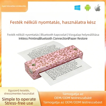 Bluetooth-kompatibilis hordozható A4-es hőnyomtató tintamentes, kompakt diákoknak a javítási jegyzetek nyomtatásához