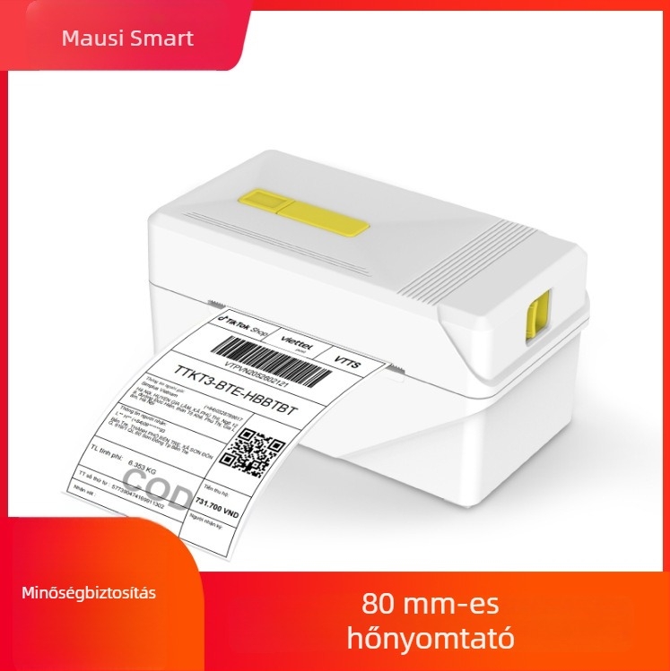 Kis méretű Bluetooth hőnyomtató egylapos címkékhez és expressz küldeményekhez