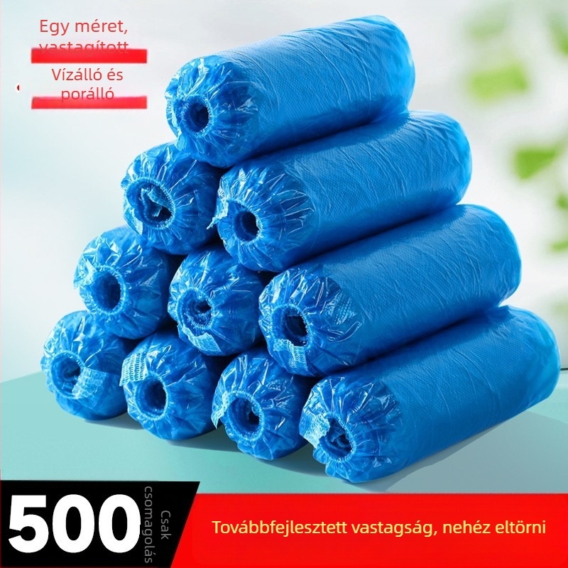 Egyszer használatos beltéri cipővédők, megvastagodott, kopásálló, vízálló és csúszásmentes, laboratóriumi műanyag lábvédők, egy méret, férfi esőcipő