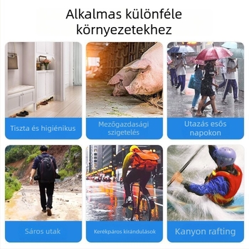 Egyszer használatos esőcipővédő, vízálló, csúszásmentes, vastított és kopásálló, felnőtteknek és gyerekeknek, hosszú cső