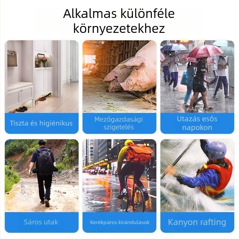 Egyszer használatos esőcipővédő, vízálló, csúszásmentes, vastított és kopásálló, felnőtteknek és gyerekeknek, hosszú cső
